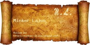 Minker Lajos névjegykártya